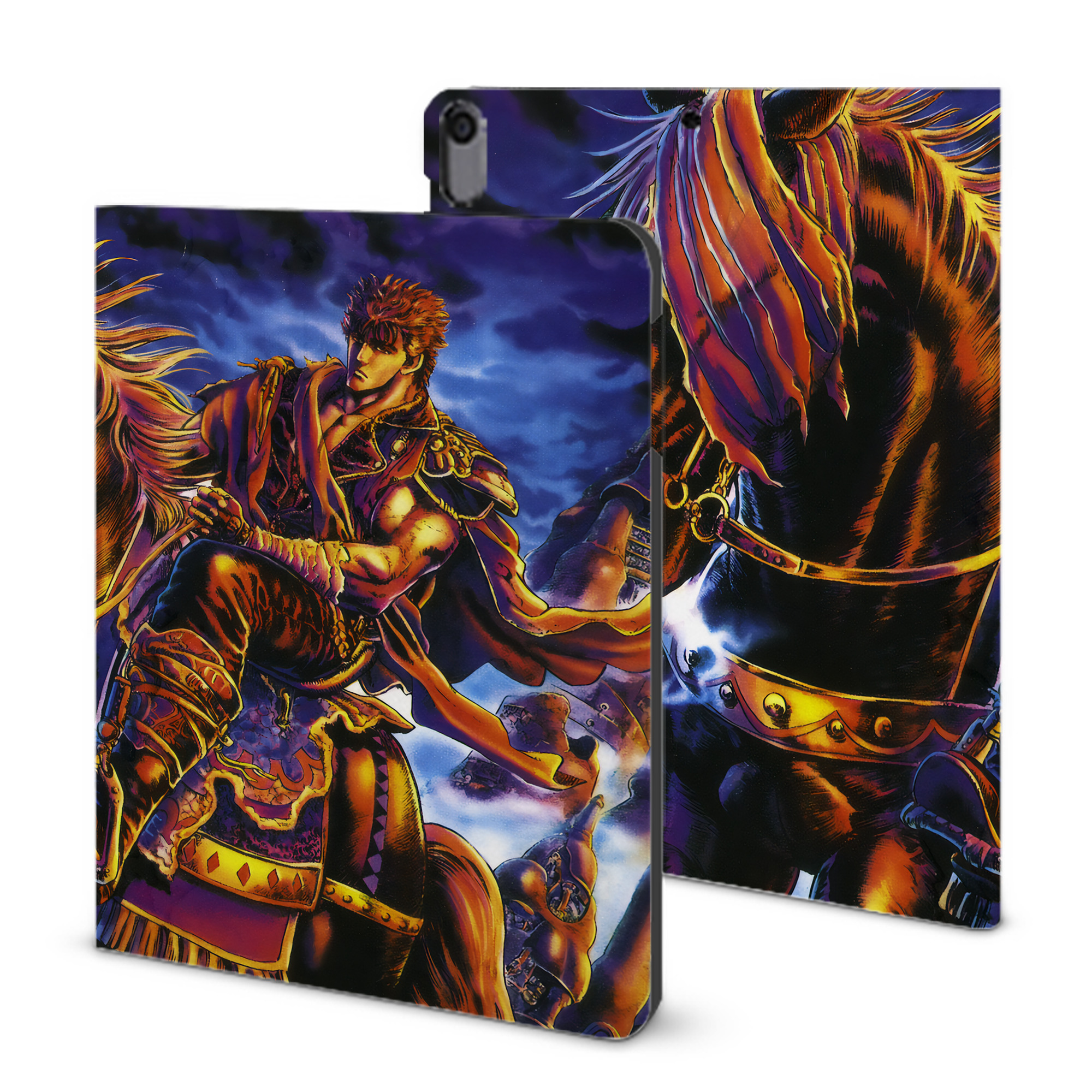 （画像用） 北斗の拳 Fist of the North Star IPad ケース ブック型 PUレザー TPU 耐衝撃 軽量 薄型 ペン収納なし 全面保護 IPad 各モデル対応